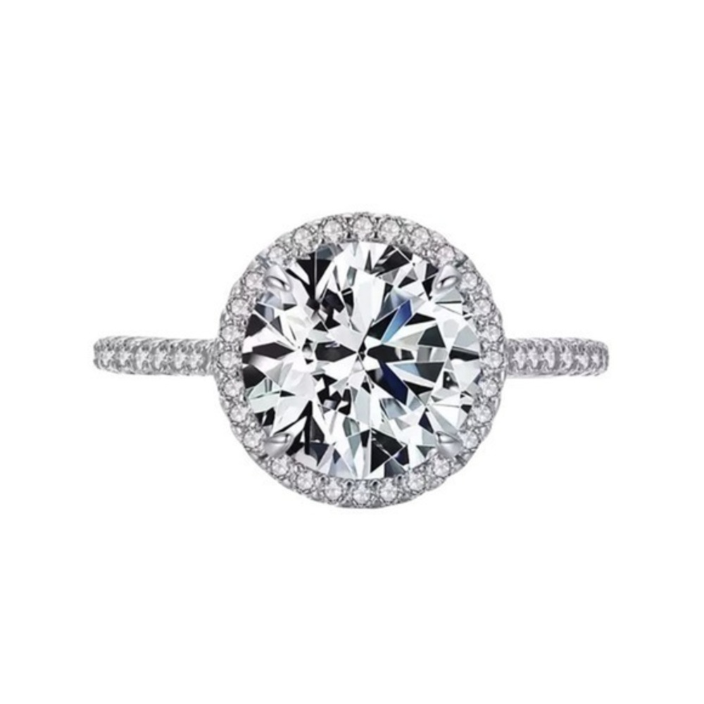 925 Sterling Silver Round Sparkling Cubic Zirconia Ring